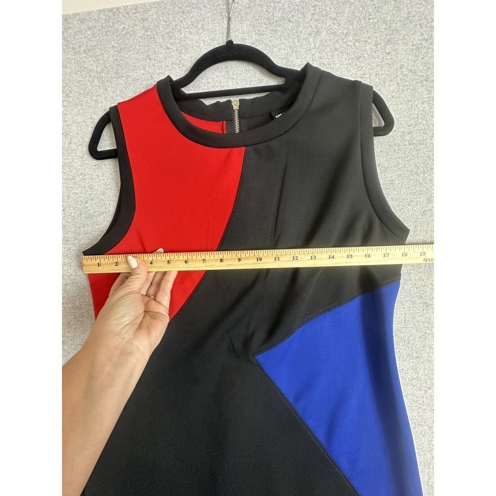 Vintage 80s 90s Carole Little Dress Womens 14 Sleeveless Colorblock Red Blue EUC - Picture 4 of 7